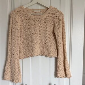 Beige Crochet Knit Sweater